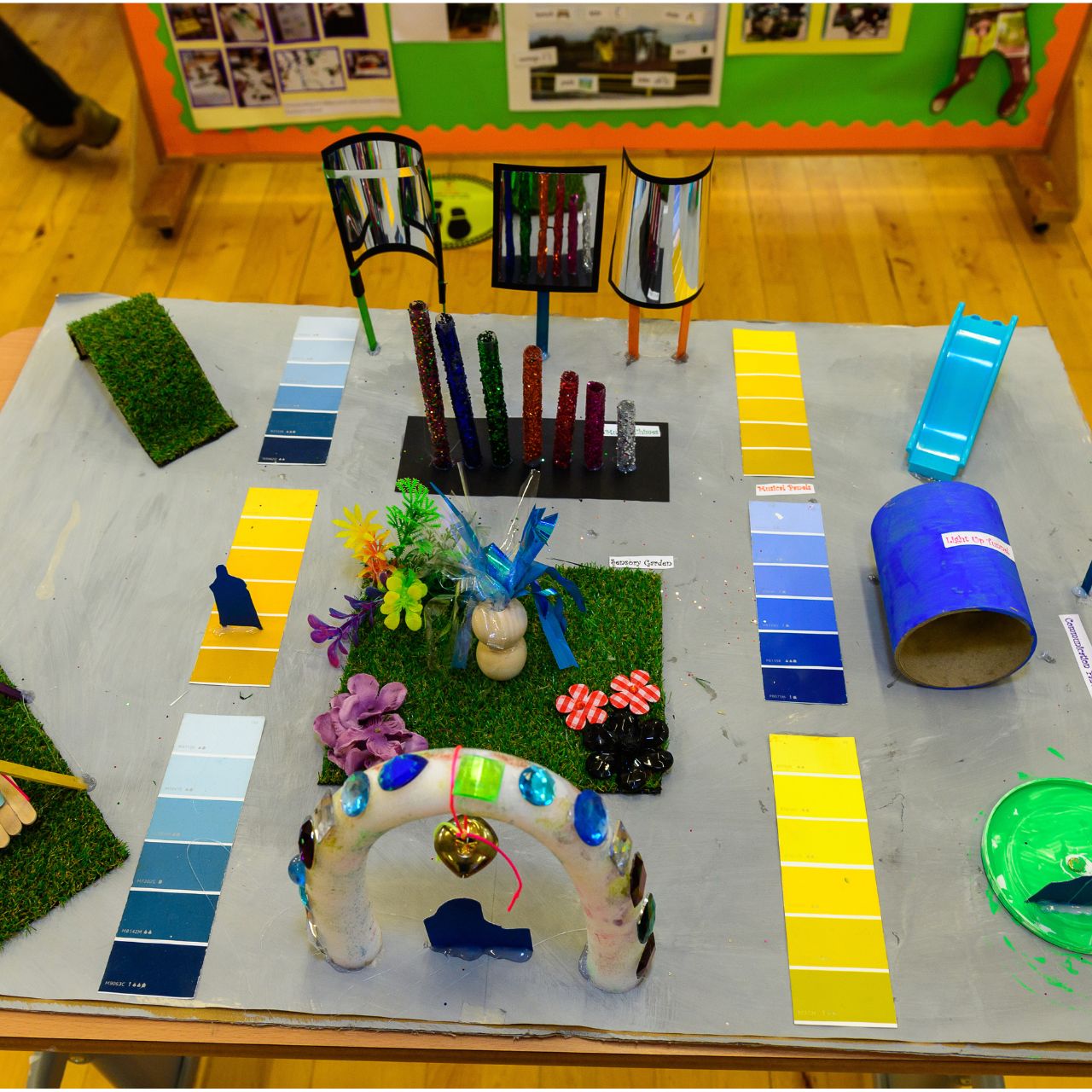 This photograph shows a 3-dimensional model of an inclusive play park that was made by one of the students to show what they would like in an inclusive play park.